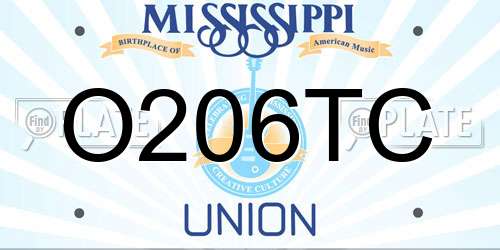 O206TC Mississippi License Plate