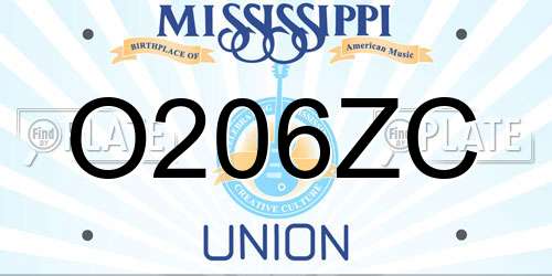 O206ZC Mississippi License Plate