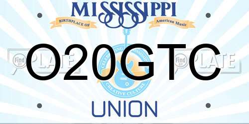 O20GTC Mississippi License Plate