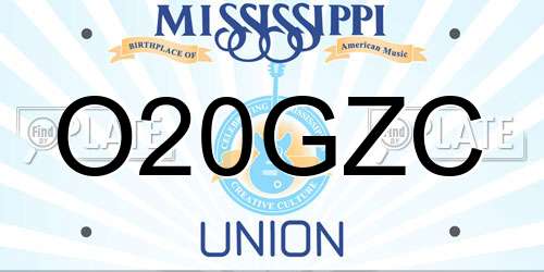 O20GZC Mississippi License Plate
