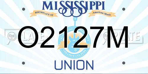 O2127M Mississippi License Plate