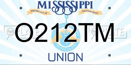 O212TM Mississippi License Plate