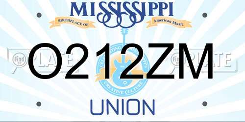 O212ZM Mississippi License Plate