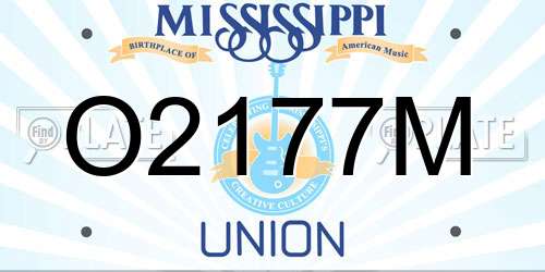 O2177M Mississippi License Plate