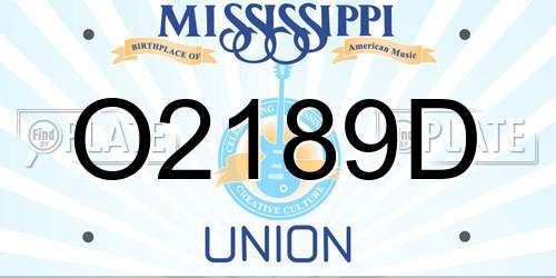 O2189D Mississippi License Plate