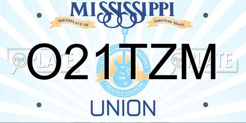 O21TZM Mississippi License Plate