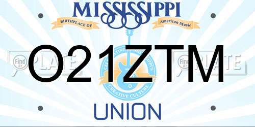 O21ZTM Mississippi License Plate