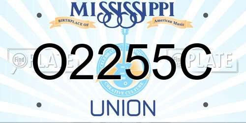 O2255C Mississippi License Plate