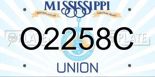 O2258C Mississippi License Plate