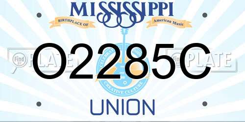 O2285C Mississippi License Plate