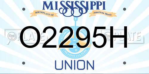 O2295H Mississippi License Plate