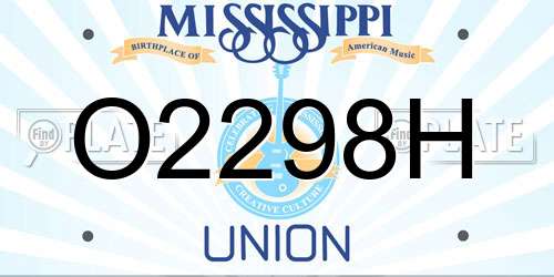 O2298H Mississippi License Plate