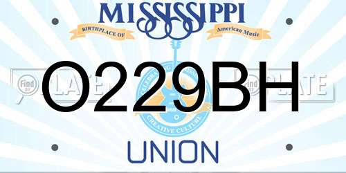 O229BH Mississippi License Plate
