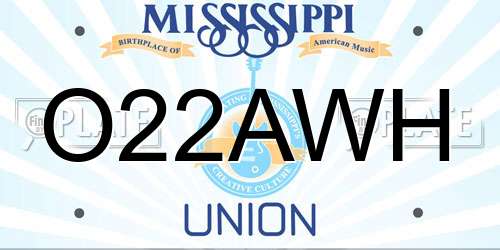 O22AWH Mississippi License Plate