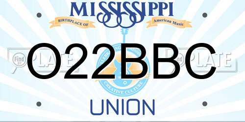 O22BBC Mississippi License Plate