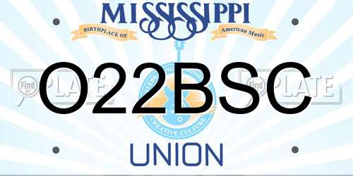 O22BSC Mississippi License Plate