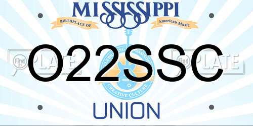 O22SSC Mississippi License Plate