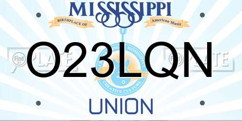 O23LQN Mississippi License Plate