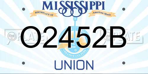 O2452B Mississippi License Plate