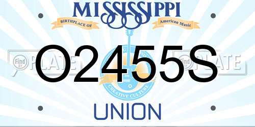 O2455S Mississippi License Plate