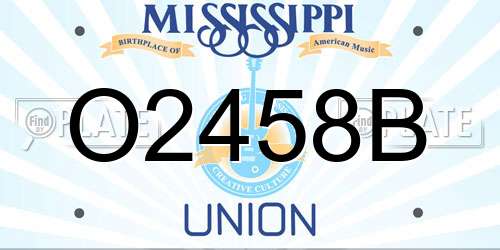 O2458B Mississippi License Plate