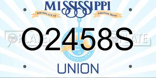 O2458S Mississippi License Plate