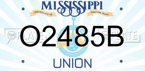 O2485B Mississippi License Plate