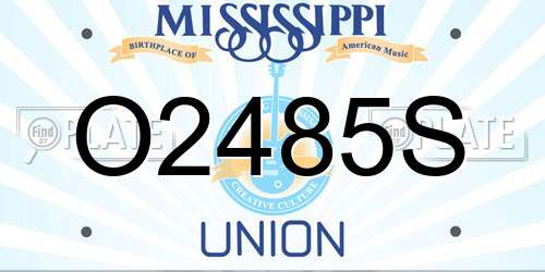 O2485S Mississippi License Plate