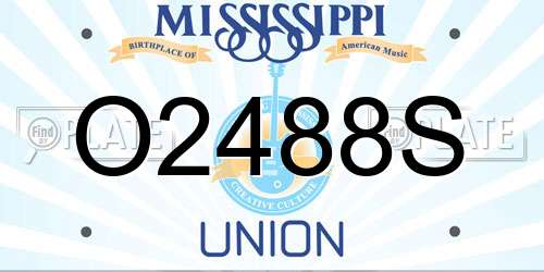 O2488S Mississippi License Plate