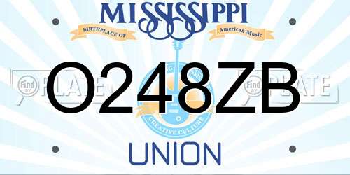 O248ZB Mississippi License Plate