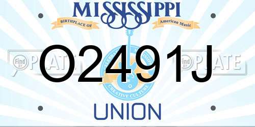 O2491J Mississippi License Plate