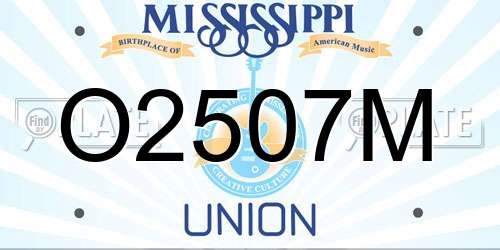 O2507M Mississippi License Plate