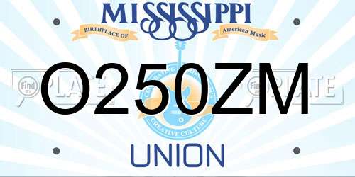O250ZM Mississippi License Plate