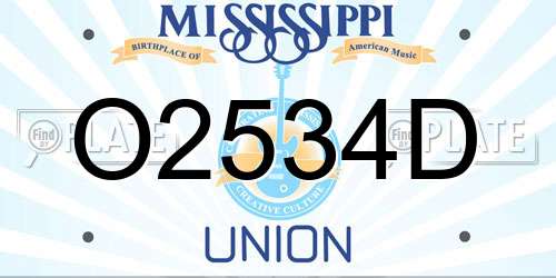 O2534D Mississippi License Plate