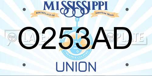 O253AD Mississippi License Plate