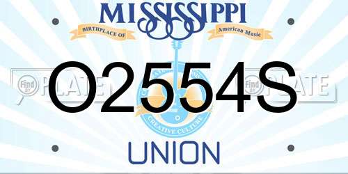 O2554S Mississippi License Plate