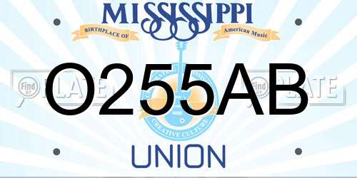 O255AB Mississippi License Plate
