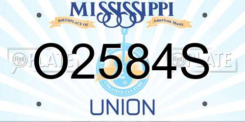 O2584S Mississippi License Plate