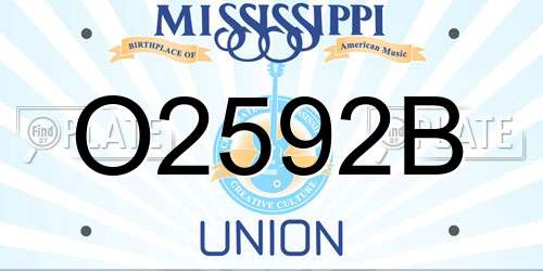O2592B Mississippi License Plate