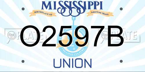 O2597B Mississippi License Plate