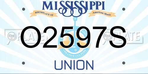 O2597S Mississippi License Plate