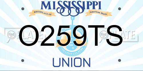 O259TS Mississippi License Plate