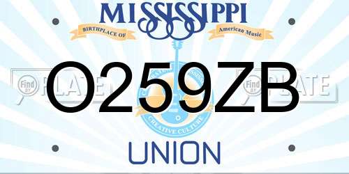 O259ZB Mississippi License Plate