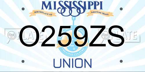 O259ZS Mississippi License Plate