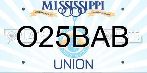 O25BAB Mississippi License Plate