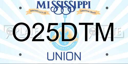 O25DTM Mississippi License Plate