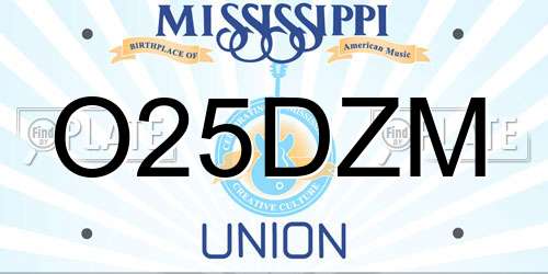 O25DZM Mississippi License Plate