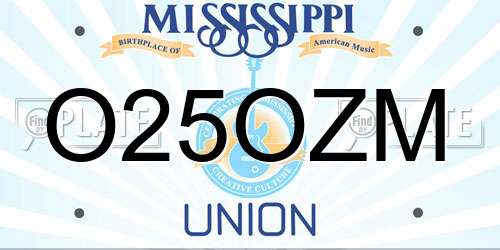O25OZM Mississippi License Plate