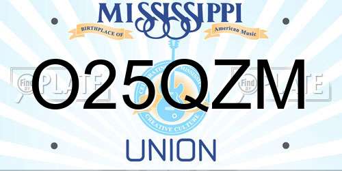 O25QZM Mississippi License Plate