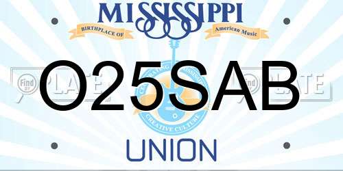 O25SAB Mississippi License Plate